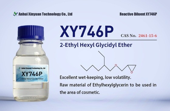 2-ETHYL HEXYL GLYCIDYL ETHERS XY746 XY746P CAS 2461-15-6, EC No. 219-553-6, Molecular Formula C11H22O2, [[(2-ethylhexyl)oxy]methyl]oxirane, for application in skincare, detergents, diapers, etc