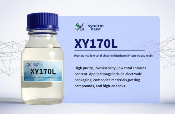 XY170L 고순도 저염소 에폭시 수지 CAS 28064-14-4 분자식 (C6H6O.C3H5ClO.CH2O)x, 폴리 비스페놀 F-코-에피클로로히드린 글리시딜 말단